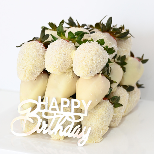 White Birthday Strawberry Cake | Edible Arrangements®